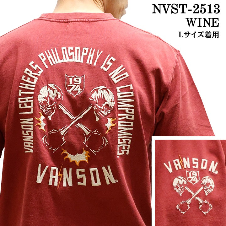 VANSON TEE バンソン 天竺 半袖Tシャツ フロスト加工 nvst-2513