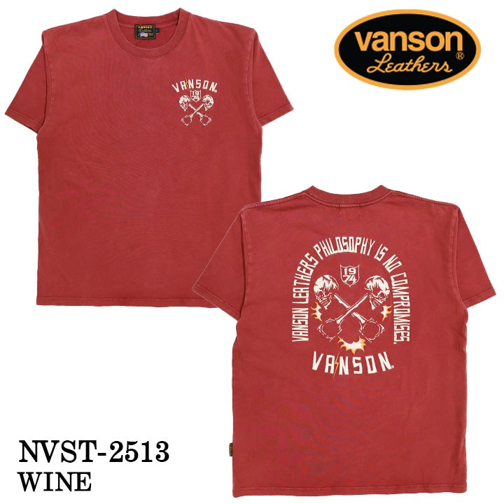 VANSON TEE バンソン 天竺 半袖Tシャツ フロスト加工 nvst-2513