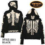 VANSON HOODIE SWEATSHIRT F/Z PARKA バンソン 裏毛F/Zパーカー メンズ スカル ボーン ドクロ nvsz-2211