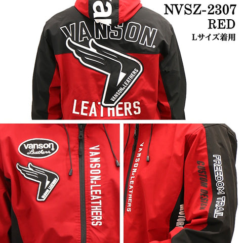 VANSON バンソン 三層ストレッチパーカー 高耐水・高撥水加工 nvsz-2307