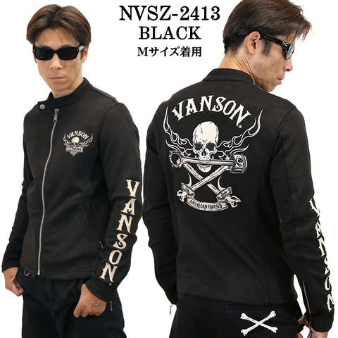 VANSON バンソン 起毛 プレーティング ライダース ジャケット メンズ nvsz-2413