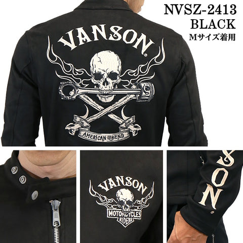 VANSON バンソン 起毛 プレーティング ライダース ジャケット メンズ nvsz-2413