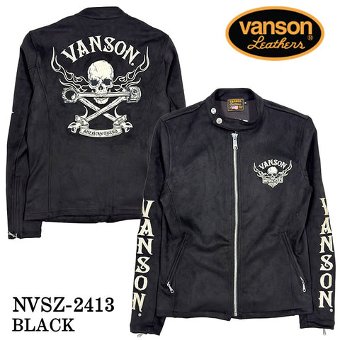 VANSON バンソン 起毛 プレーティング ライダース ジャケット メンズ nvsz-2413