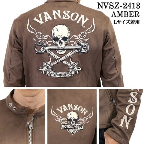 VANSON バンソン 起毛 プレーティング ライダース ジャケット メンズ nvsz-2413