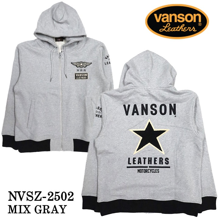 VANSON バンソン 裏毛 F/Zパーカー メンズ nvsz-2502