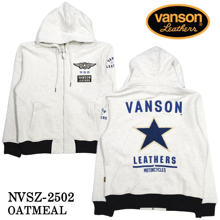 VANSON バンソン 裏毛 F/Zパーカー メンズ nvsz-2502