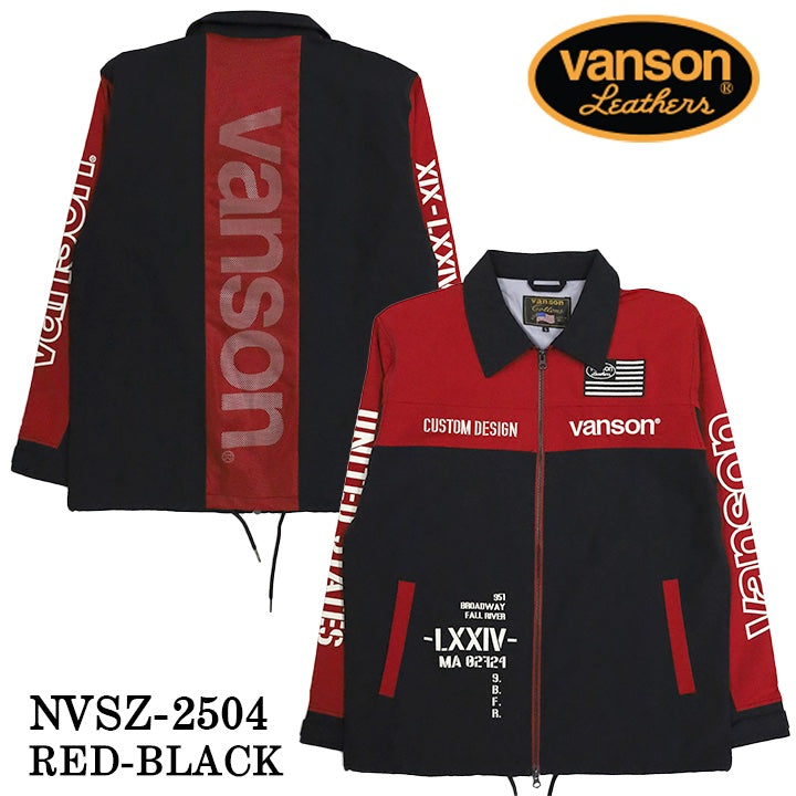 VANSON バンソン 三層ストレッチ コーチジャケット 高耐水・高撥水加工 nvsz-2504