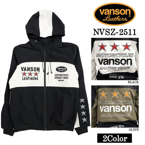 VANSON STRETCH PARKA HOODIE バンソン 三層ストレッチ パーカー nvsz-2511