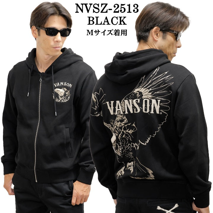 VANSON SWEATSHIRT F/Z PARKA HOODIE バンソン 裏毛 スウェット フルジップ パーカー nvsz-2513