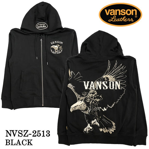 VANSON SWEATSHIRT F/Z PARKA HOODIE バンソン 裏毛 スウェット フルジップ パーカー nvsz-2513