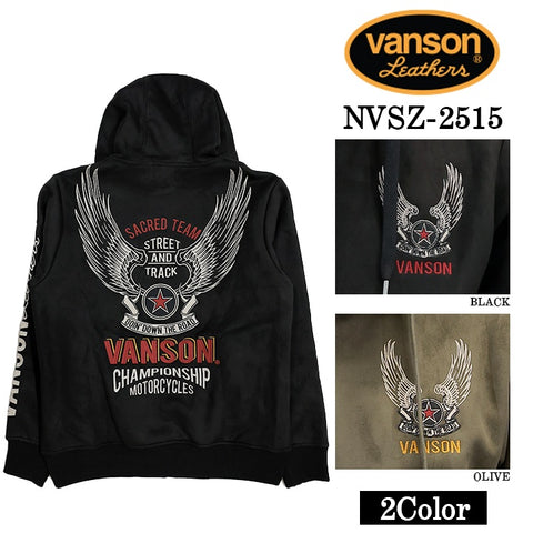 VANSON BONDING F/Z PARKA HOODIE バンソン 裏ファー ボンディング パーカー nvsz-2515