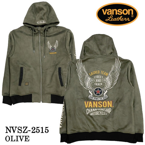 VANSON BONDING F/Z PARKA HOODIE バンソン 裏ファー ボンディング パーカー nvsz-2515