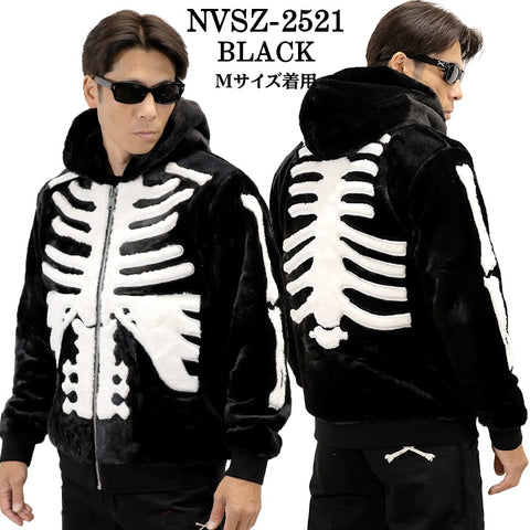 VANSON FUR ZIP JACKET BONE HOODIE バンソン ファー ジャケット パーカー nvsz-2521