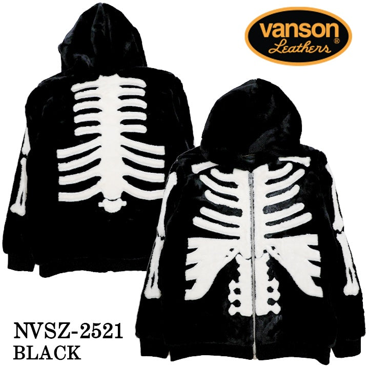 VANSON FUR ZIP JACKET BONE HOODIE バンソン ファー ジャケット パーカー nvsz-2521