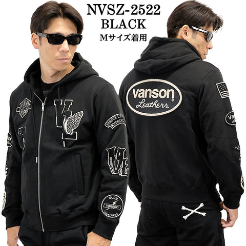 VANSON SWEATSHIRT F/Z PARKA HOODIE SKULL バンソン 裏毛 スウェット パーカー スカル nvsz-2522