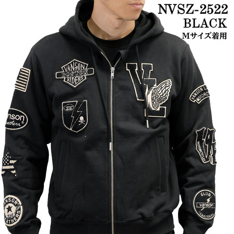 VANSON SWEATSHIRT F/Z PARKA HOODIE SKULL バンソン 裏毛 スウェット パーカー スカル nvsz-2522