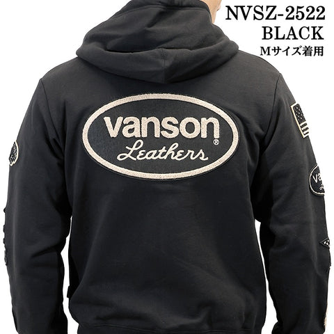VANSON SWEATSHIRT F/Z PARKA HOODIE SKULL バンソン 裏毛 スウェット パーカー スカル nvsz-2522