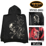 VANSON HOODIE SWEATSHIRT F/Z PARKA SKULL バンソン 裏毛 パーカー スカル nvsz-2601