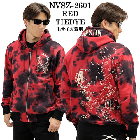 VANSON HOODIE SWEATSHIRT F/Z PARKA SKULL バンソン 裏毛 パーカー スカル nvsz-2601