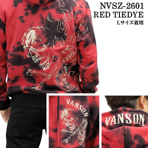 VANSON HOODIE SWEATSHIRT F/Z PARKA SKULL バンソン 裏毛 パーカー スカル nvsz-2601