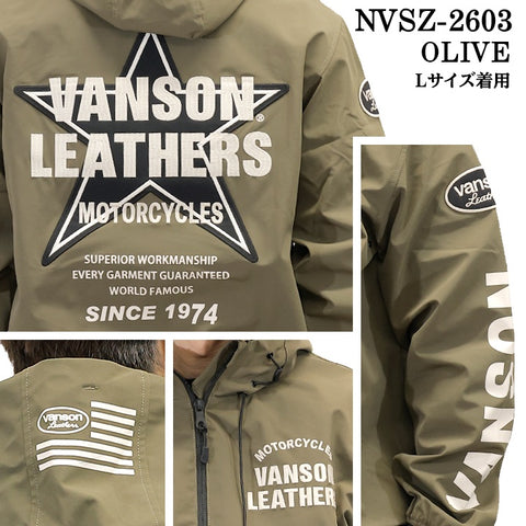 VANSON STRETCH NYLON PARKA HOODIE バンソン 三層ストレッチ パーカー nvsz-2603