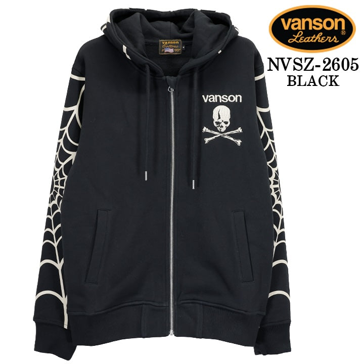 VANSON HOODIE F/Z PARKA SPIDER バンソン フーディ 裏毛 パーカー スパイダー nvsz-2605