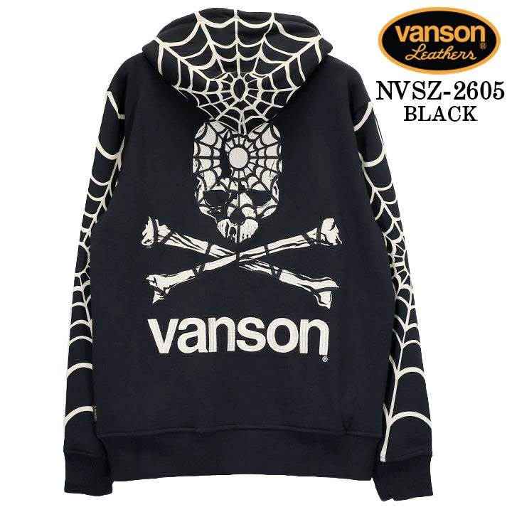 VANSON HOODIE F/Z PARKA SPIDER バンソン フーディ 裏毛 パーカー スパイダー nvsz-2605