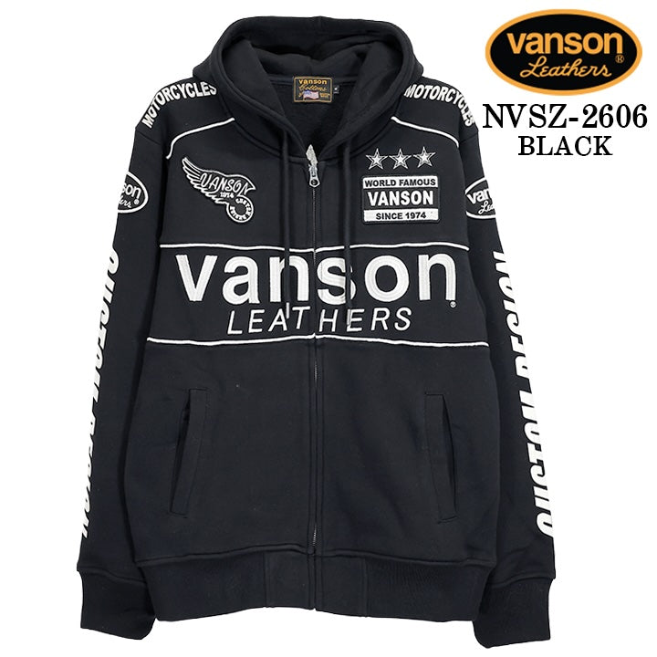 VANSON HOODIE F/Z PARKA バンソン フーディ 裏毛 パーカー スター nvsz-2606