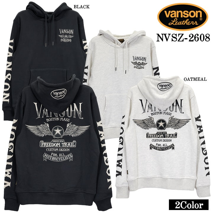 VANSON HOODIE P/O PARKA FLYING バンソン フーディ 裏毛 プルパーカー フライング nvsz-2608