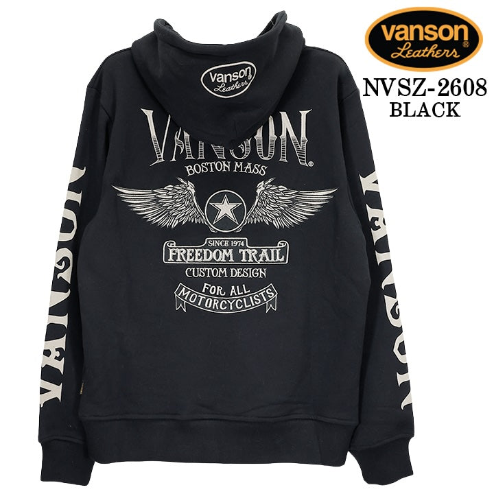 VANSON HOODIE P/O PARKA FLYING バンソン フーディ 裏毛 プルパーカー フライング nvsz-2608