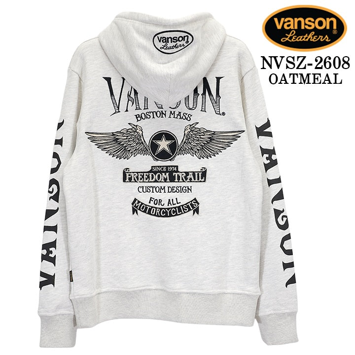 VANSON HOODIE P/O PARKA FLYING バンソン フーディ 裏毛 プルパーカー フライング nvsz-2608