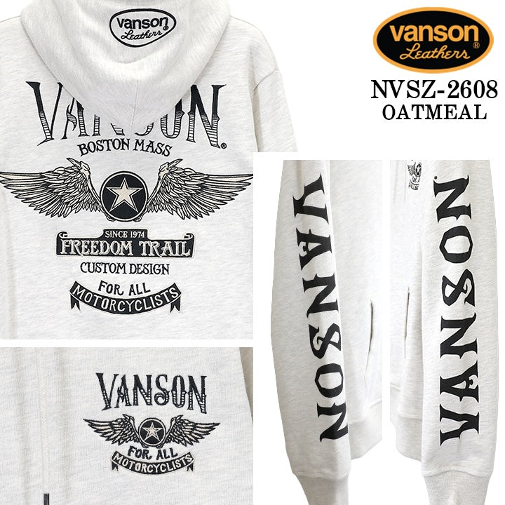 VANSON HOODIE P/O PARKA FLYING バンソン フーディ 裏毛 プルパーカー フライング nvsz-2608