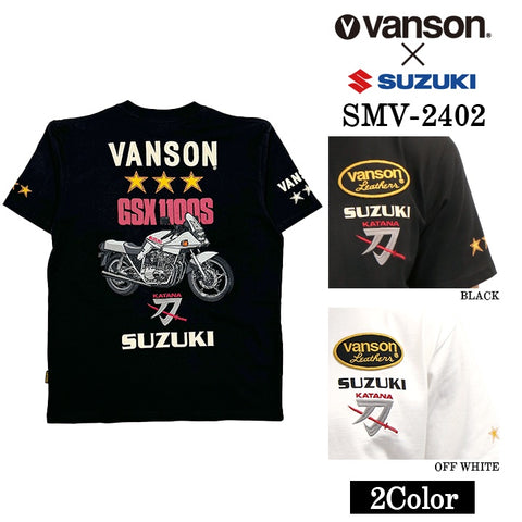 SUZUKI VANSON スズキ バンソン コラボ 天竺 半袖 Tシャツ smv-2402