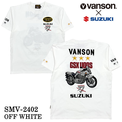 SUZUKI VANSON スズキ バンソン コラボ 天竺 半袖 Tシャツ smv-2402