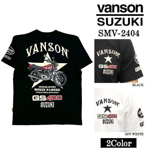 SUZUKI VANSON スズキ バンソン コラボ 天竺 半袖 Tシャツ smv-2404