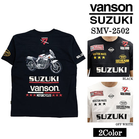 SUZUKI VANSON スズキ バンソン コラボ 天竺 半袖 Tシャツ smv-2502