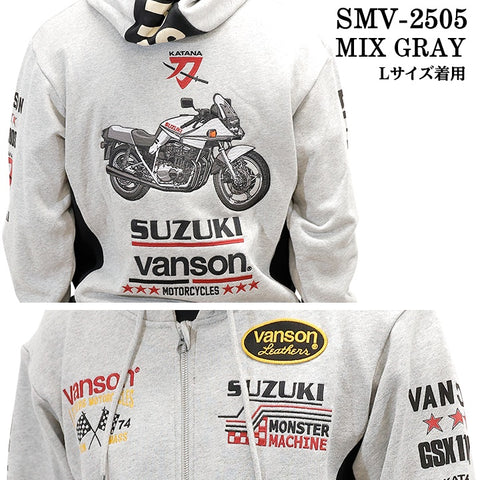 SUZUKI VANSON SWEATSHIRT F/Z PARKA HOODIE スズキ バンソン コラボ 裏毛 スウェット プルパーカー smv-2505