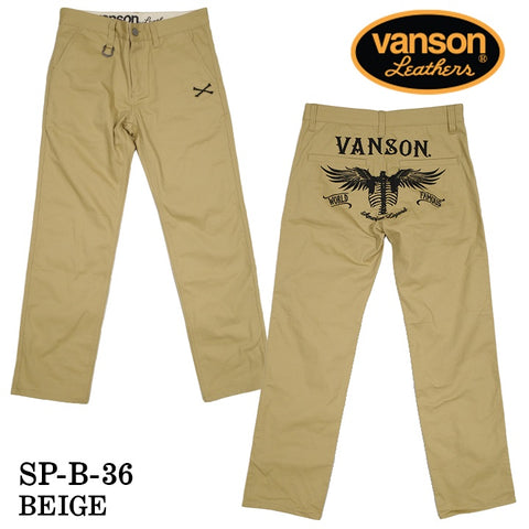 VANSON バンソン 刺繍 チノパンツ sp-b-36