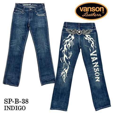 VANSON バンソン 刺繍 プリント デニムパンツ sp-b-38