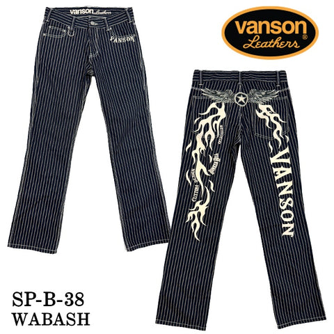 VANSON バンソン 刺繍 プリント デニムパンツ sp-b-38