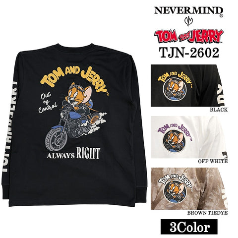 TOM&JERRY NEVERMIND TEE L/S T-SHIRT トムとジェリー ネバーマインド コラボ 天竺 ロンTEE 長袖Tシャツ tjn-2602