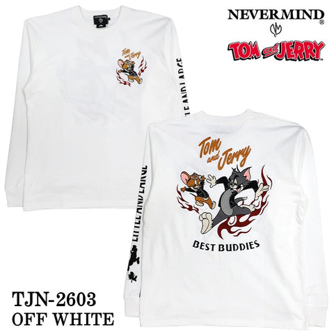 TOM&JERRY NEVERMIND TEE L/S T-SHIRT トムとジェリー ネバーマインド コラボ 天竺 ロンTEE 長袖Tシャツ tjn-2603