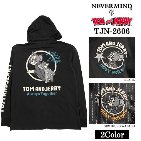TOM&JERRY NEVERMIND LIGHT WEIGHT HOODIE F/Z PARKA トムとジェリー ネバーマインド コラボ 天竺 パーカー tjn-2606