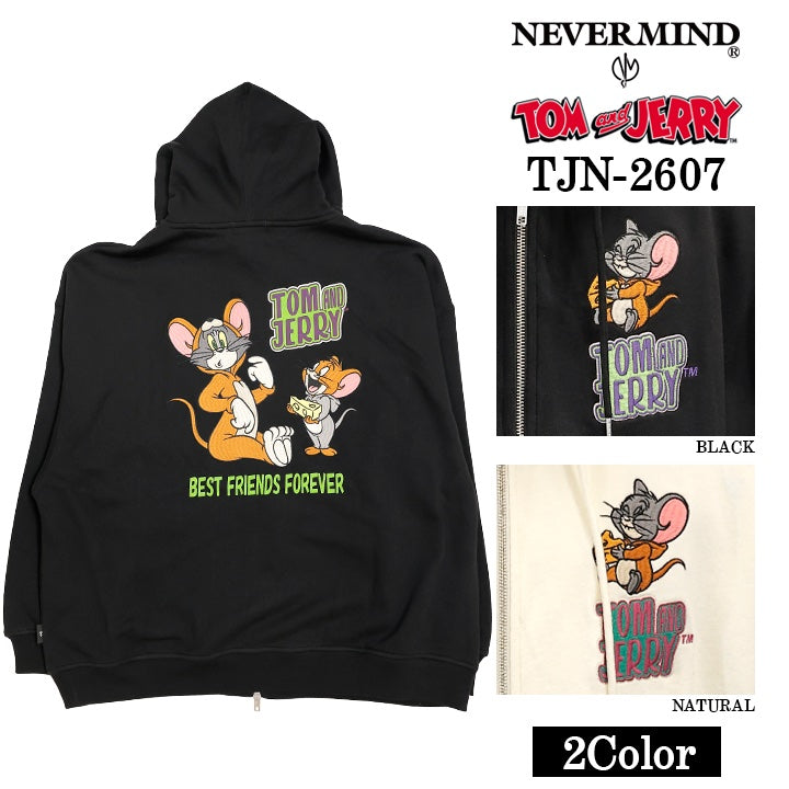 TOM&JERRY NEVERMIND OVERSIZED HOODIE SWEATSHIRTS F/Z PARKA トムと