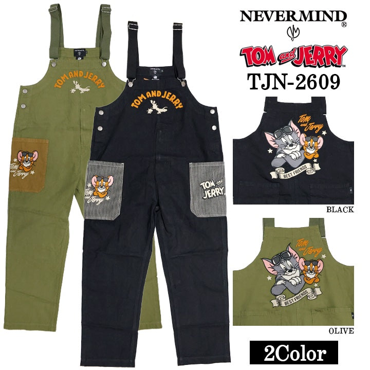 TOM&JERRY NEVERMIND OVERALL トムとジェリー ネバーマインド コラボ オーバーオール 作業着 tjn-2609
