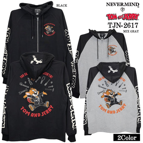 TOM&JERRY NEVERMIND LIGHT WEIGHT HOODIE F/Z PARKA トムとジェリー ネバーマインド コラボ 天竺 パーカー tjn-2617