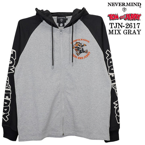 TOM&JERRY NEVERMIND LIGHT WEIGHT HOODIE F/Z PARKA トムとジェリー ネバーマインド コラボ 天竺 パーカー tjn-2617