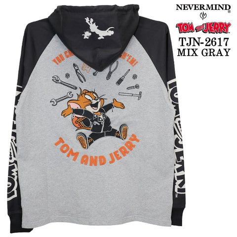 TOM&JERRY NEVERMIND LIGHT WEIGHT HOODIE F/Z PARKA トムとジェリー ネバーマインド コラボ 天竺 パーカー tjn-2617