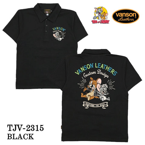 VANSON×TOM&JERRY バンソン トム＆ジェリー 天竺半袖ポロシャツ tjv-2315