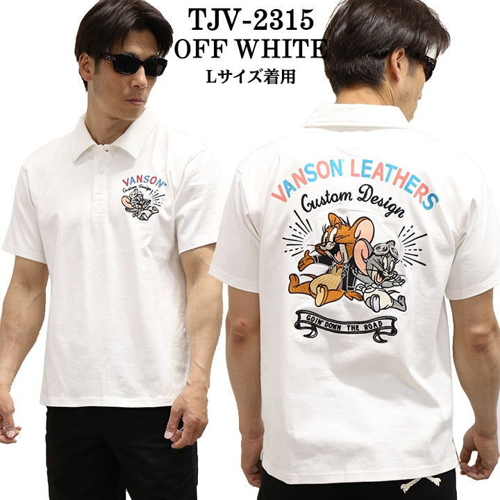 VANSON  ポロシャツ   ひげぱんまん VANSON×TOM&JERRY バンソン トム＆ジェリー 天竺半袖ポロシャツ